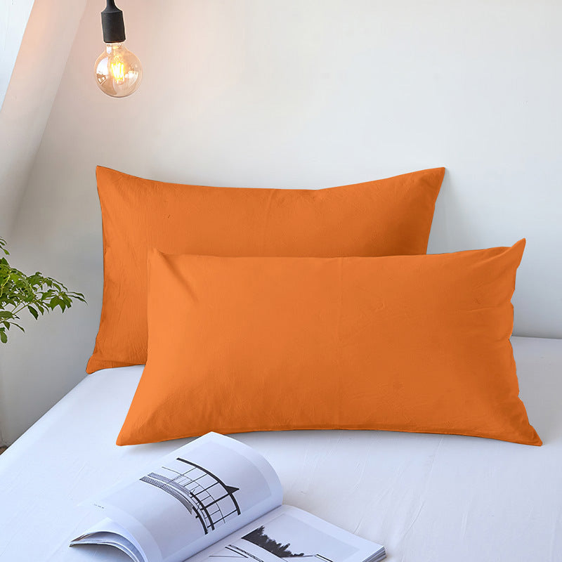 Solid-color pocket pillow cover
