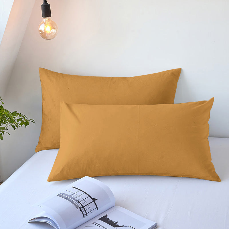 Solid-color pocket pillow cover