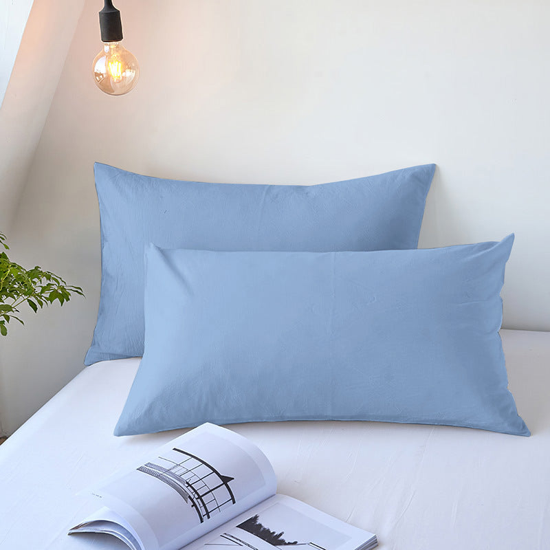 Solid-color pocket pillow cover