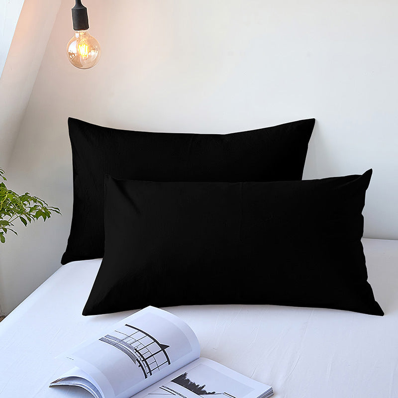 Solid-color pocket pillow cover