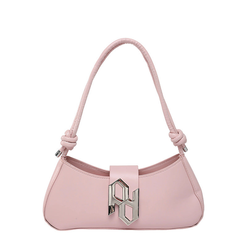 Solid-color PU single-shoulder underarm bag