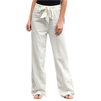 Solid color pure cotton wide-leg pants
