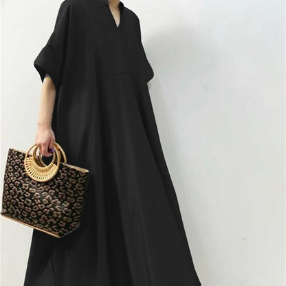 Solid Color Quarter Sleeve Long Skirt Casual Women's Skirt