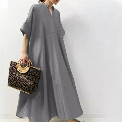 Solid Color Quarter Sleeve Long Skirt Casual Women's Skirt