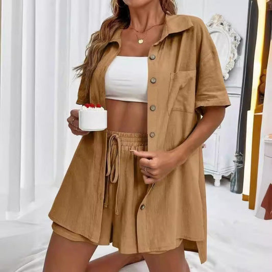 Solid-color shirt set