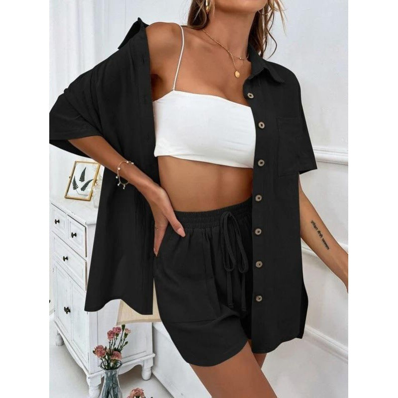 Solid-color shirt set