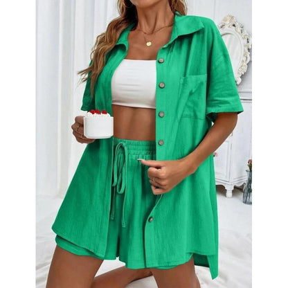 Solid-color shirt set