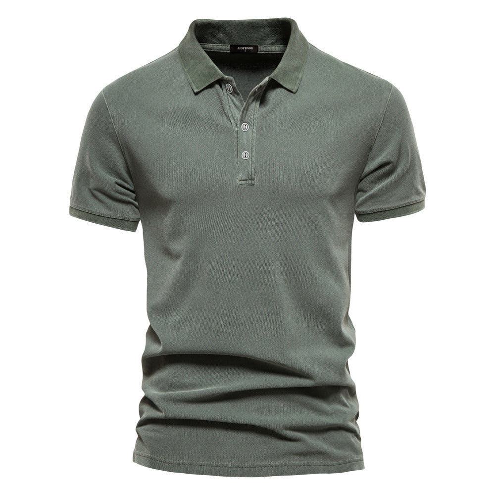 Solid Color Short-Sleeved Polo Shirt