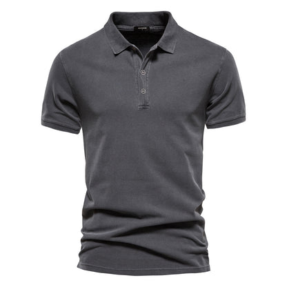 Solid Color Short-Sleeved Polo Shirt