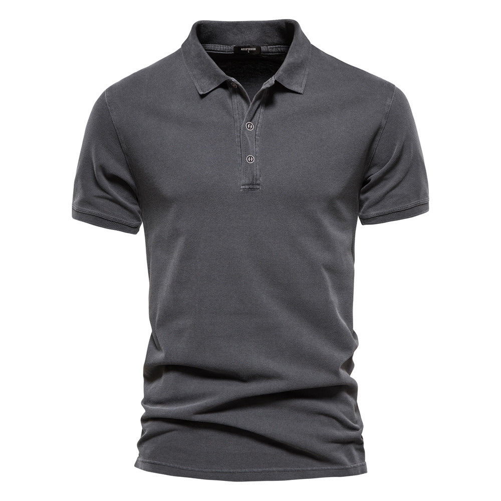Solid Color Short-Sleeved Polo Shirt