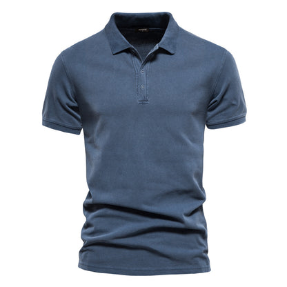 Solid Color Short-Sleeved Polo Shirt