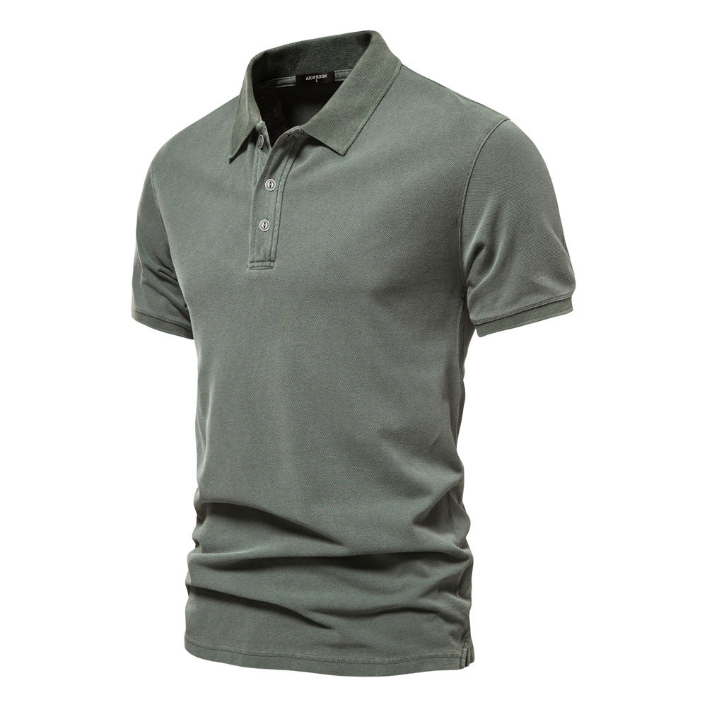 Solid Color Short-Sleeved Polo Shirt