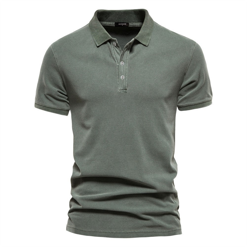 Solid Color Short-Sleeved Polo Shirt