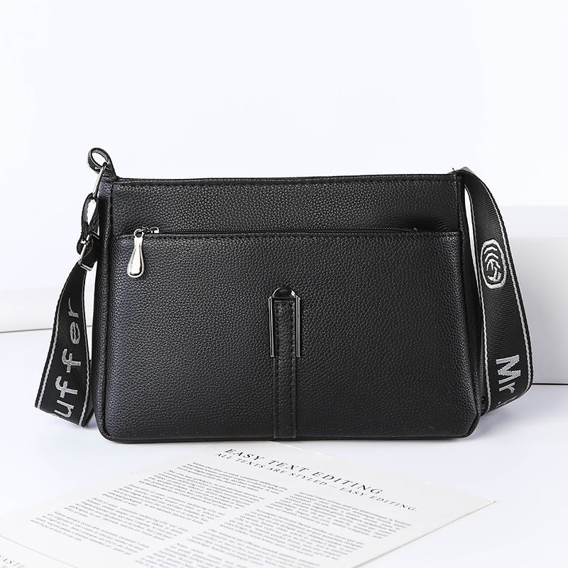 Solid-color soft leather large-capacity crossbody single-shoulder bag