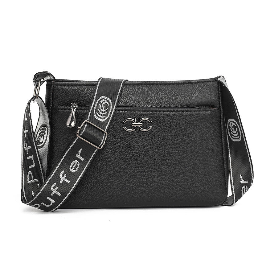 Solid-color soft leather large-capacity crossbody single-shoulder bag