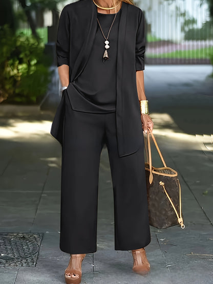 Solid Color Split Womens Pants Suit