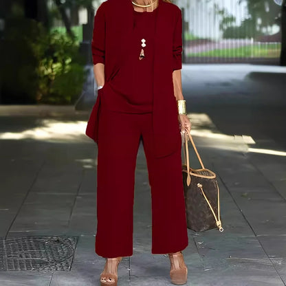 Solid Color Split Womens Pants Suit