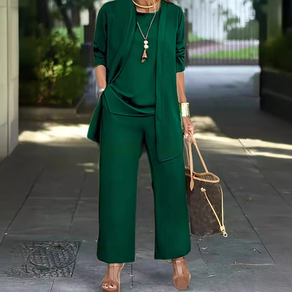 Solid Color Split Womens Pants Suit