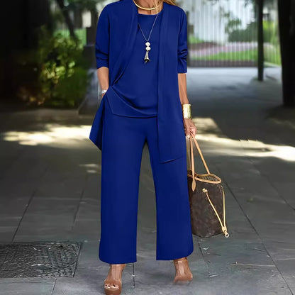 Solid Color Split Womens Pants Suit