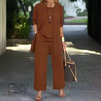 Solid Color Split Womens Pants Suit