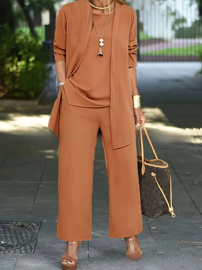 Solid Color Split Womens Pants Suit