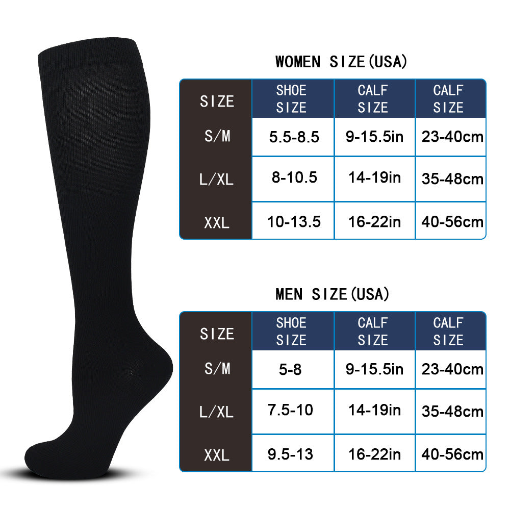 Solid Color Sports Compression Socks for Running and Nursing