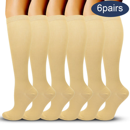 Solid Color Sports Compression Socks for Running and Nursing