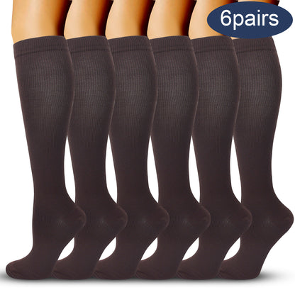 Solid Color Sports Compression Socks for Running and Nursing