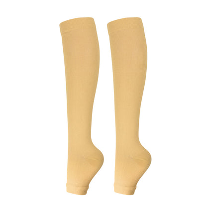 Solid Color Sports Compression Socks for Running and Nursing