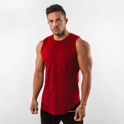 Solid-color sports fitness vest for men