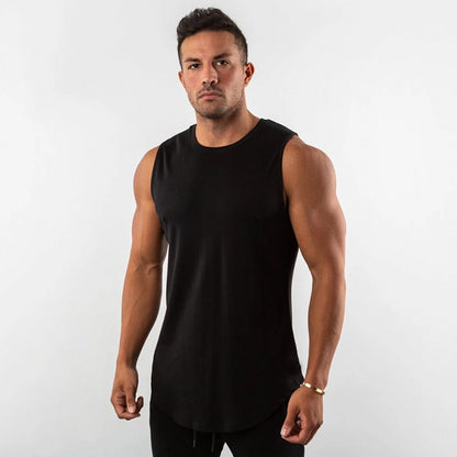Solid-color sports fitness vest for men