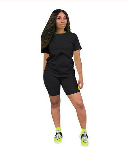 Solid-color sports outfit casual two-piece set