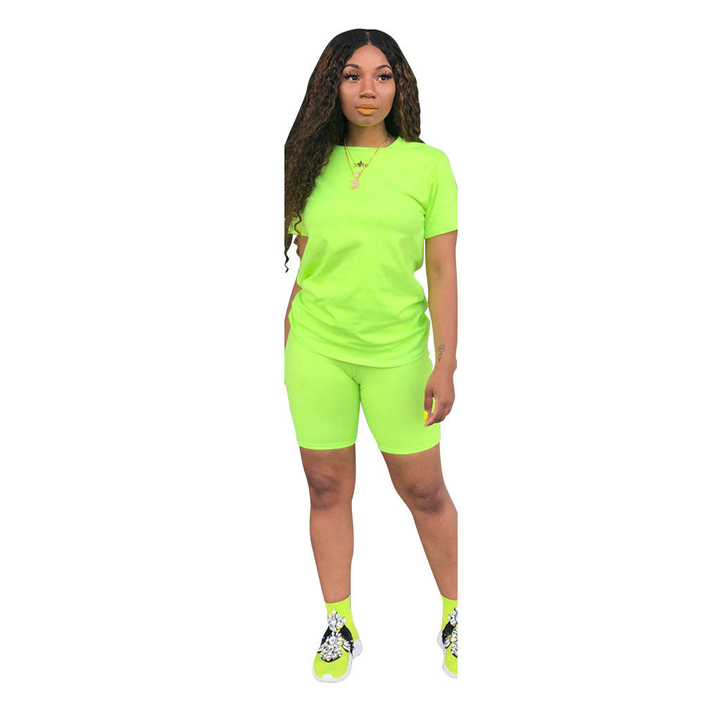 Solid-color sports outfit casual two-piece set