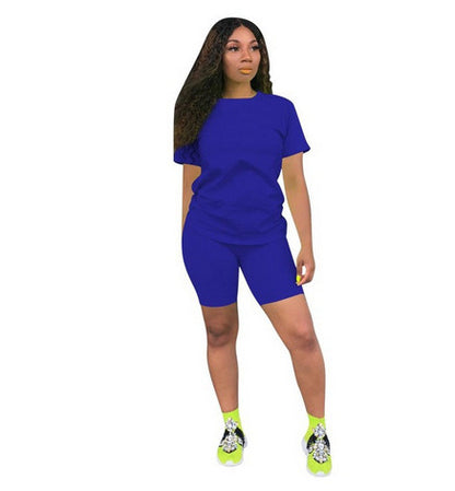 Solid-color sports outfit casual two-piece set