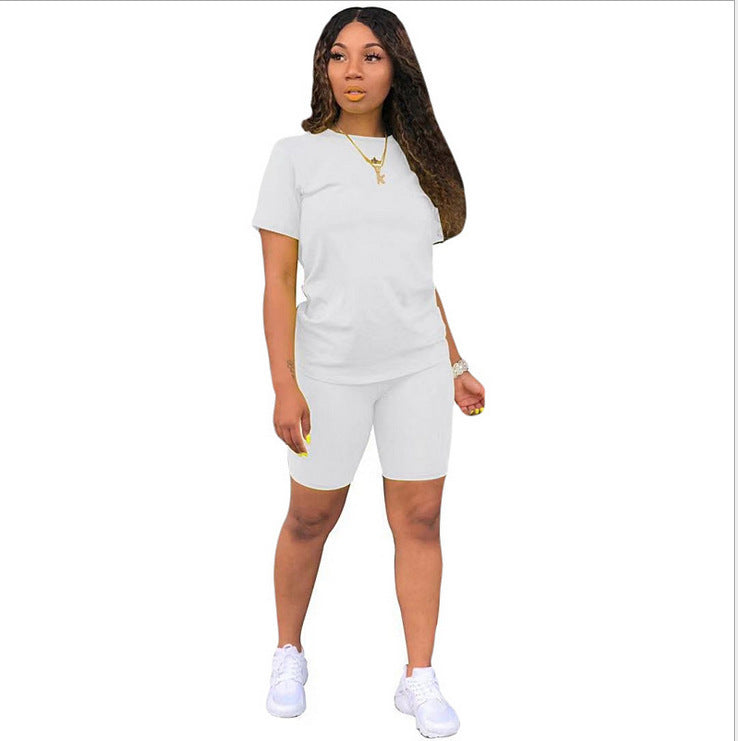 Solid-color sports outfit casual two-piece set