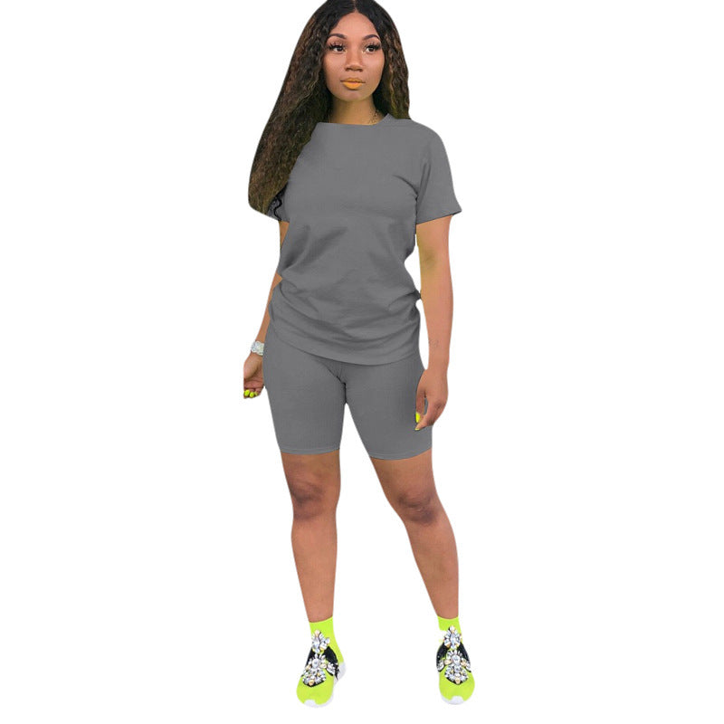 Solid-color sports outfit casual two-piece set