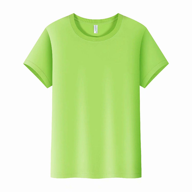 Solid color straight-cut round-neck short-sleeved shirt