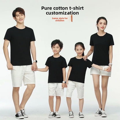 Solid color straight-cut round-neck short-sleeved shirt