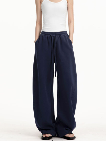 Solid-color straight-leg curved knife-style casual pants