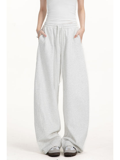 Solid-color straight-leg curved knife-style casual pants