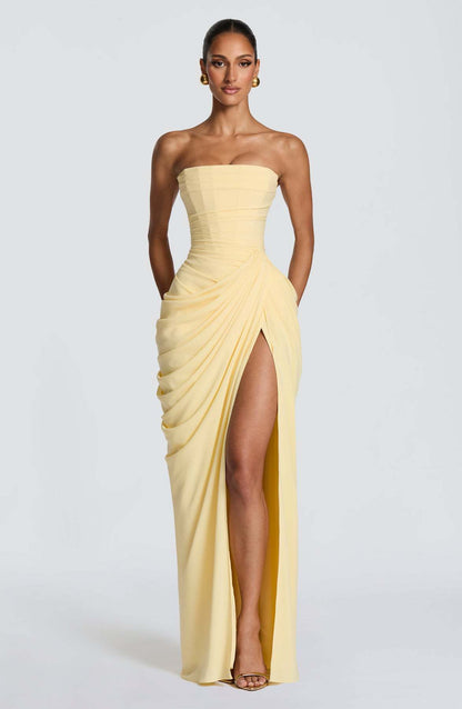 Solid Color Strapless Sleeveless Dress