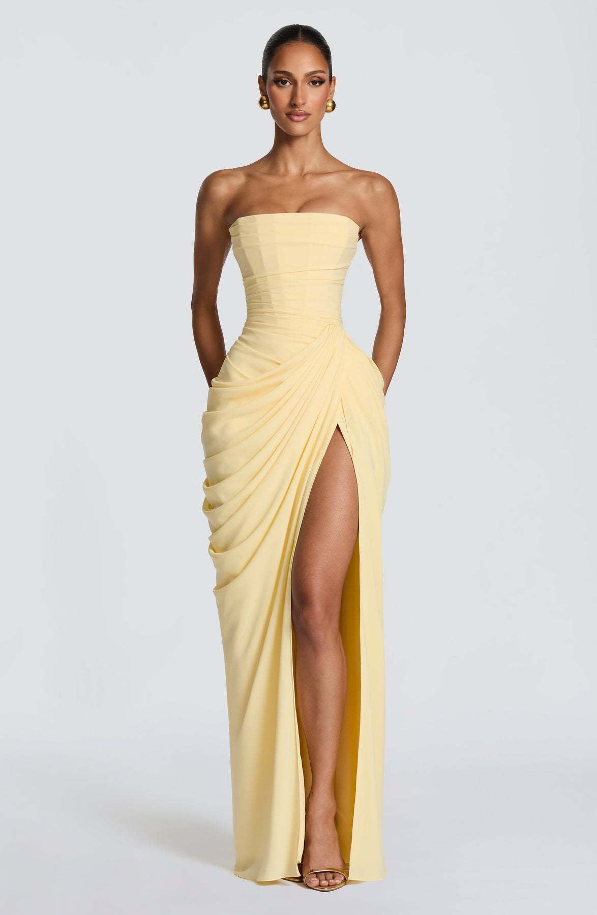 Solid Color Strapless Sleeveless Dress