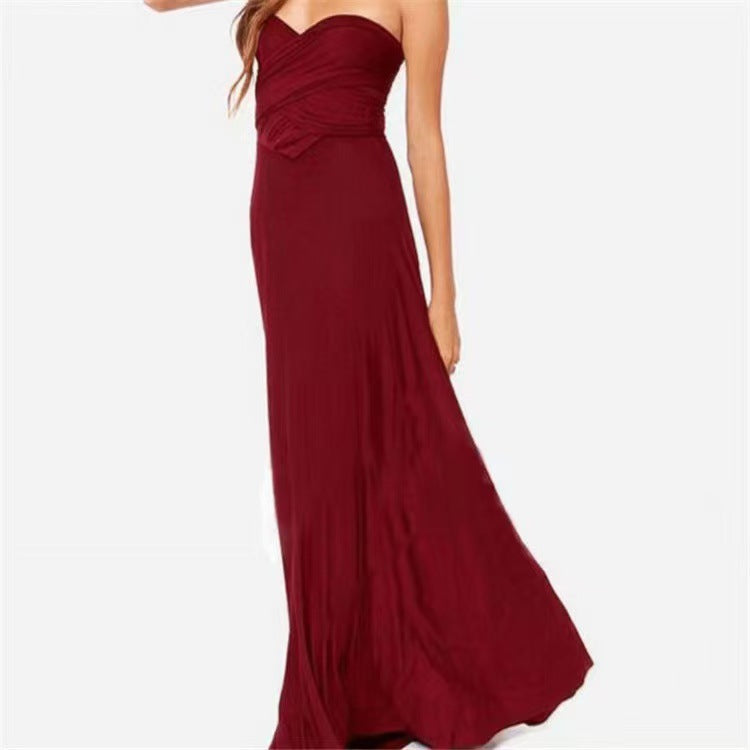 Solid Color Strappy Maxi Dress Lace Up Sleeveless Bodycon