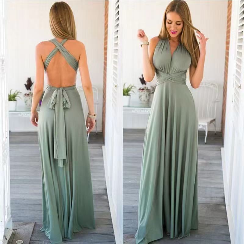 Solid Color Strappy Maxi Dress Lace Up Sleeveless Bodycon