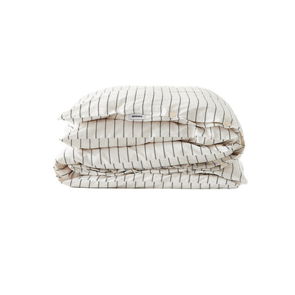 Solid-color striped duvet cover