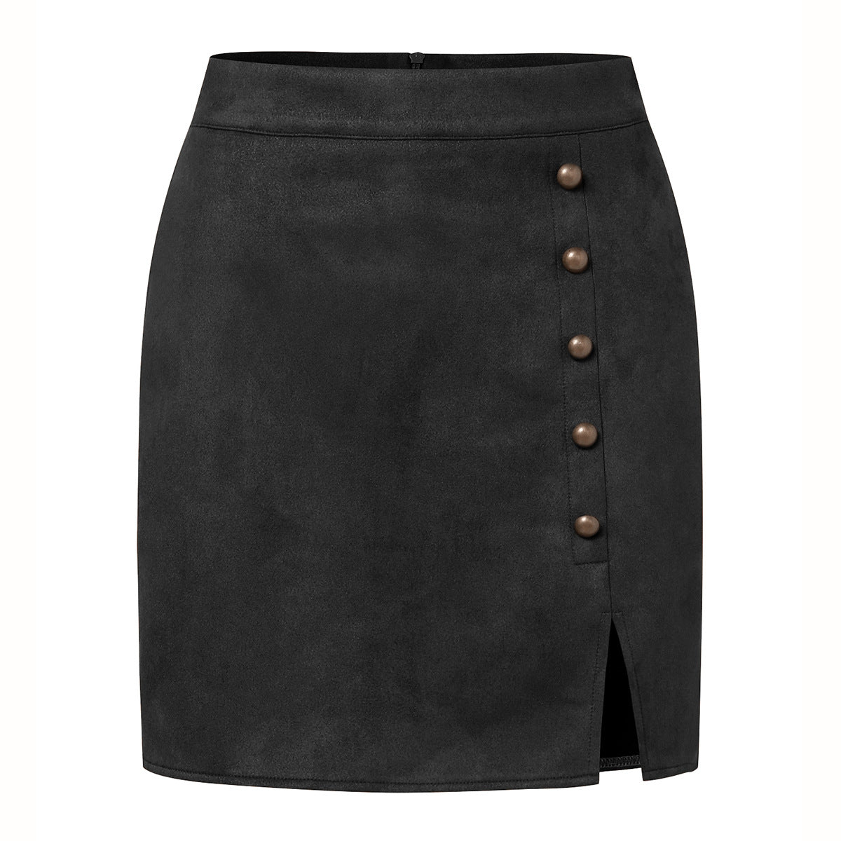 Solid-color suede skirt