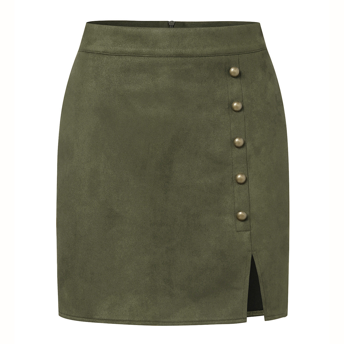 Solid-color suede skirt