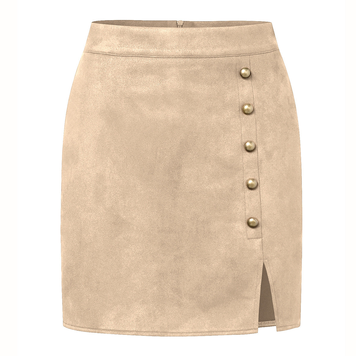Solid-color suede skirt
