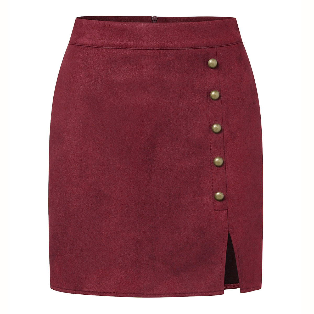 Solid-color suede skirt