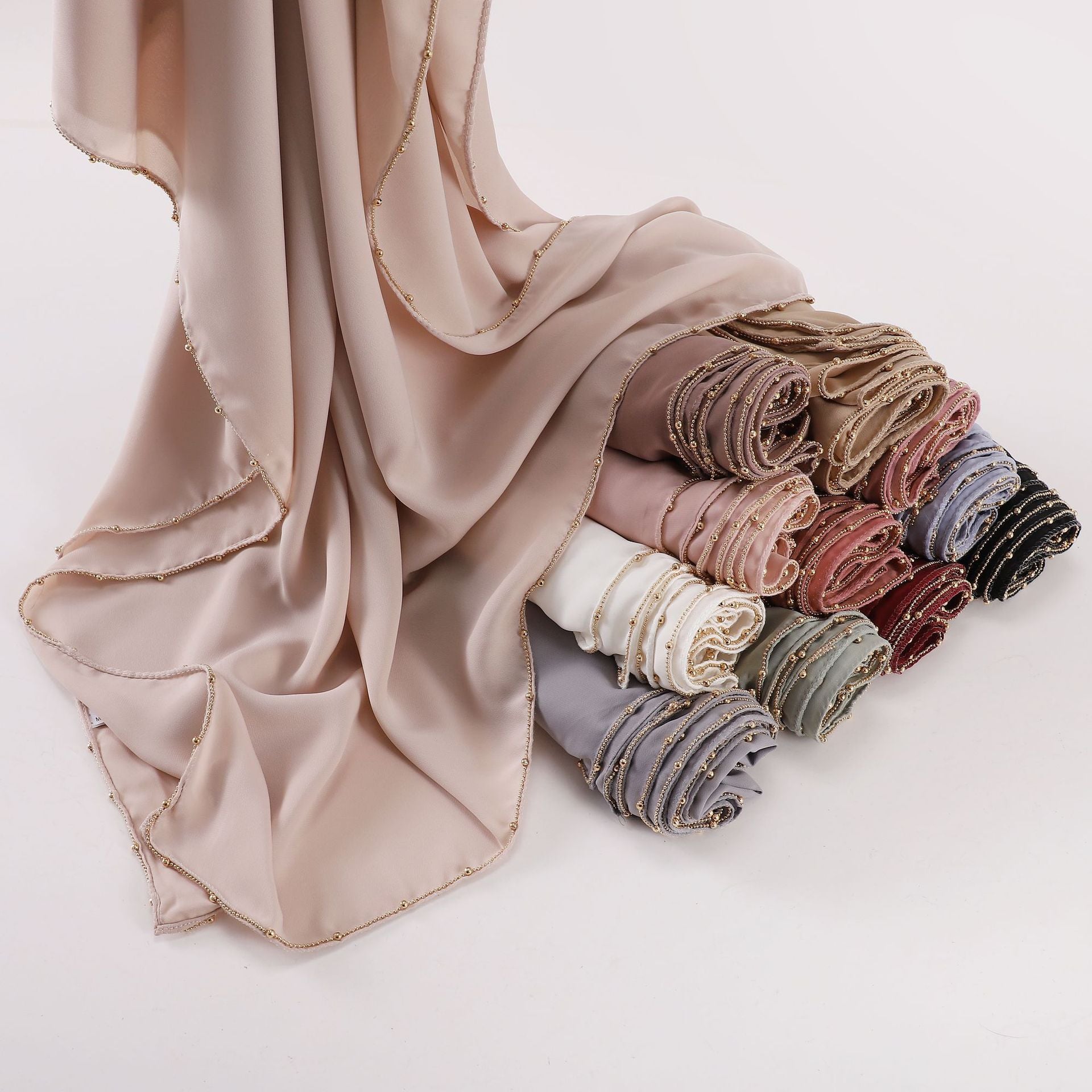 Solid-color synthetic silk headscarf